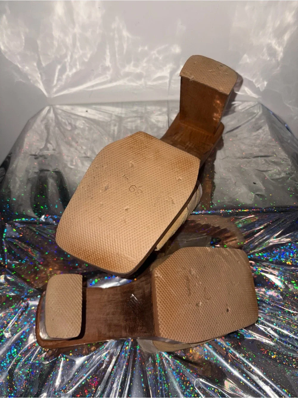 Women’s Brown Suede Multi-Tone Platform Mules